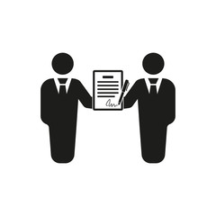 Poster - The contract icon. Agreement and signature, pact, partnership, negotiation symbol. Flat