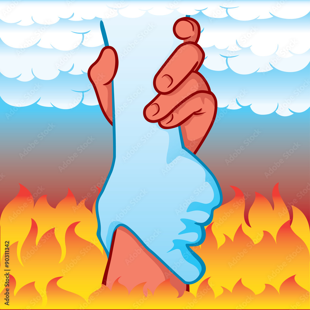 Hands Illustration leaning holding between heaven and hell, coexisting  differences Stock Vector  Adobe Stock