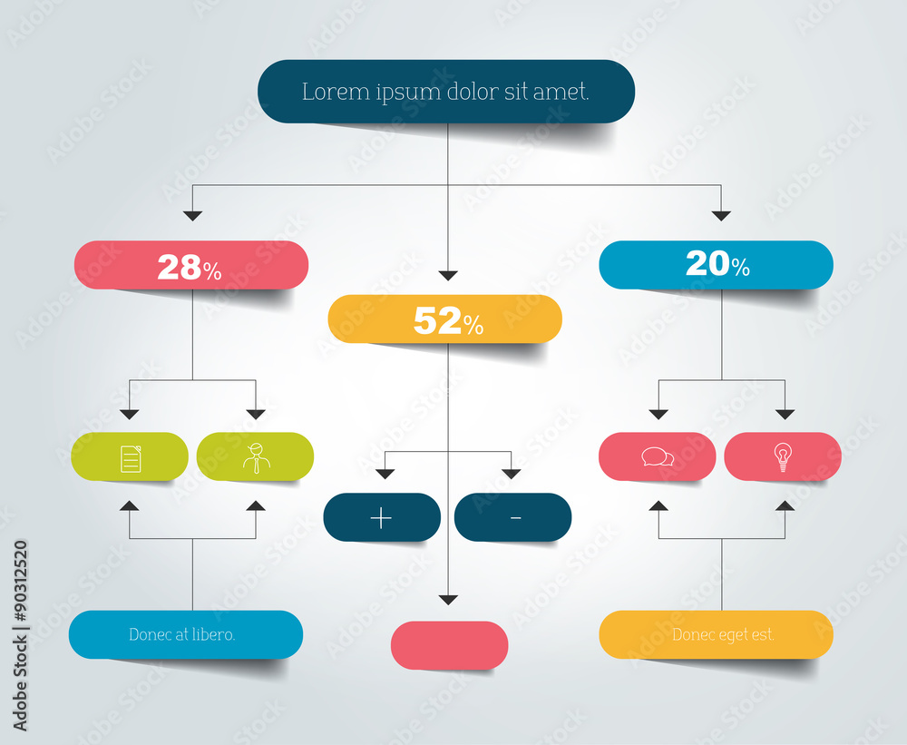 Infographics flowchart. Colored shadows scheme. Stock Vector | Adobe Stock