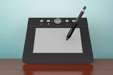 Poster - Old Style Photo. Digital Graphic Tablet with Pen