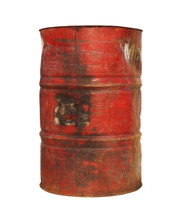 Old Metal Barrel Oil Isolated On White Background, With Clipping Path