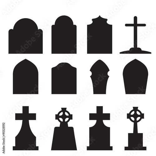 Fotomural Set of headstone and tombstone silhouette