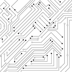 Fototapete - Vector : Electronic circuit board on white background