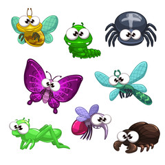 Wall Mural - Funny cartoon vector insects set