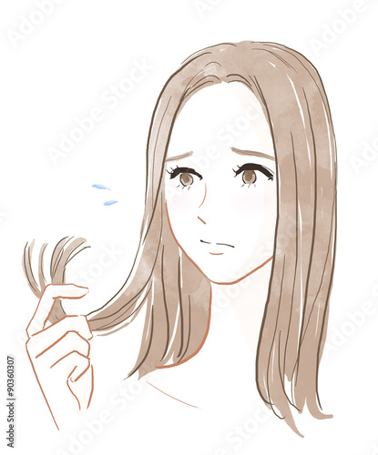 枝毛に悩む女性 Stock Illustration Adobe Stock