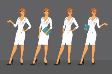 Wall Mural - Woman doctor in various poses