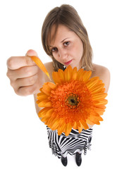 Wall Mural - Woman with flower