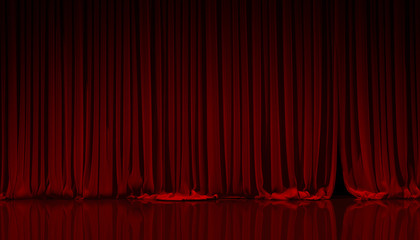 red curtain in theater.