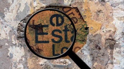 Wall Mural - magnifying glass on estate text 