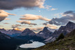 A full moon hangs over Bow Lake and Medicine Bow Peak in Banff N