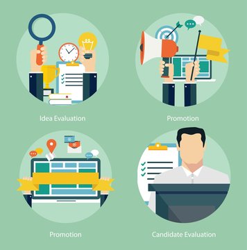 Concepts for web banners and promotions. Flat design concepts for promotion, candidate and idea evaluation
