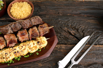 Wall Mural - Beef, Mozzarella and Chicken Hearts Kebabs