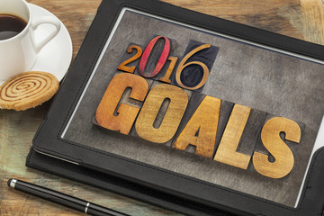 Wall Mural - 2016 goals on digital tablet