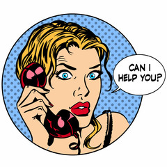 Wall Mural - Communication phone woman said I can help you. Business work ser