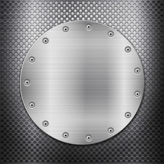 Wall Mural - metal grid and circle plate