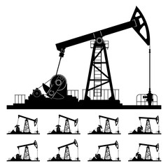 Nine Different Positions Working Oil Pumps