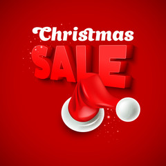 Wall Mural - Christmas Sale with Santa hat. Vector illustration