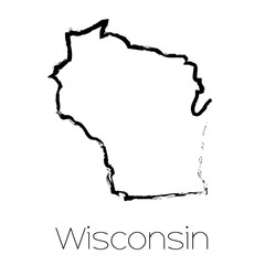 Wall Mural - Scribbled shape of the State of Wisconsin