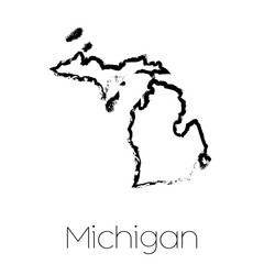 Wall Mural - Scribbled shape of the State of Michigan