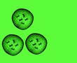 Leinwandbild Motiv Three microbe green seen in a microscope in a medical office