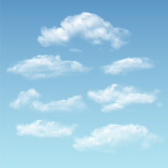 Set of transparent different clouds. Vector.