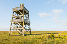 Wooden observation tower from close
