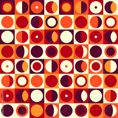 Poster Geometric abstract seamless pattern. Retro 60s style and colors.