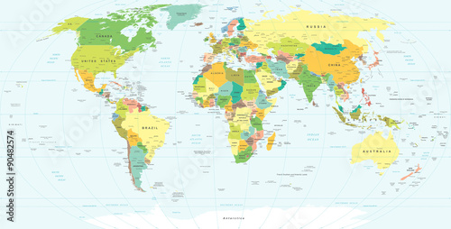 Carte du monde - très détaillée illustration vectorielle. Poster