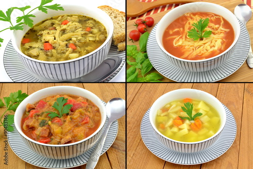 Fototapeta na wymiar zestaw różnych zup
