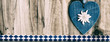 Herz, blau-weiß, Oktoberfest, Holztafel, Banner, Panorama, rustikal