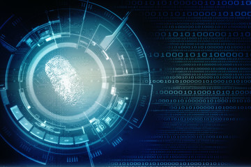 Poster - Abstract technology background.Security system concept with fingerprint Letter P sign