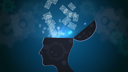 Poster - Envelopes appearing and opening from head