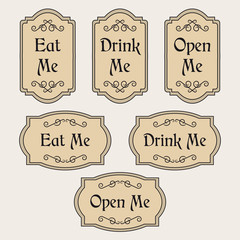 Eat, Drink, Open Me vintage labels