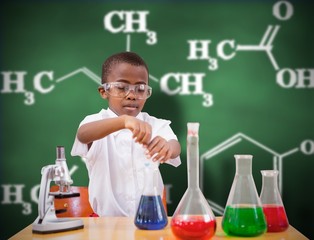 Canvas Print - Composite image of cute pupil playing scientist