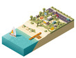 © Taras Livyy - Vector isometric beach camping