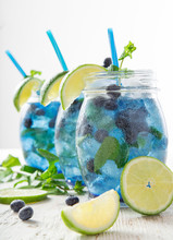 Glasses Of Fresh,home-made  Fresh Blueberry Juice