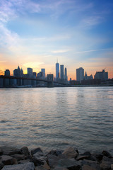 Skyline of Manhattan in New York at Dusk