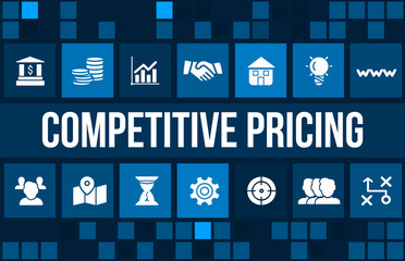 Wall Mural - Competitive pricing concept image with business icons and copyspace.