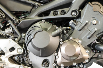 Motorcycle engine close-up detail background