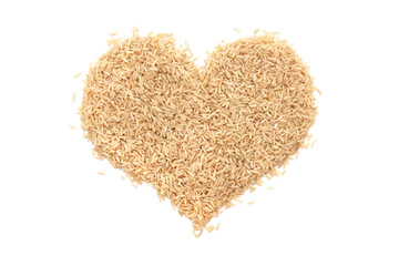 Wall Mural - Long grain brown rice in a heart shape