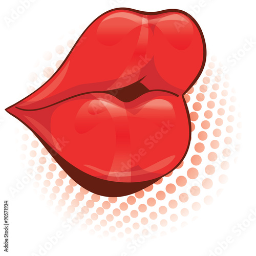 Naklejka - mata magnetyczna na lodówkę Vector illustration. Sexy red female lips