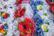 Artificial Flowers Made Of Fabric Texture Background