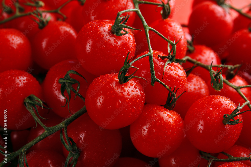 Pile of cherry tomatoes close up