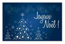 Merry Christmas Blue French  Greeting Card In French Illustration Vector Joyeux Noel