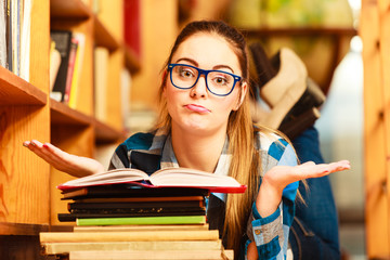 Wall Mural - Woman student in college library