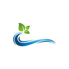 Wall Mural - clean water leaf ecology vector logo