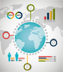 Sticker - World infographic design.