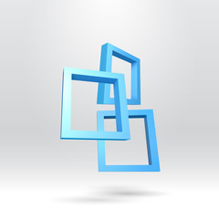 Poster - Three blue rectangular 3D frames