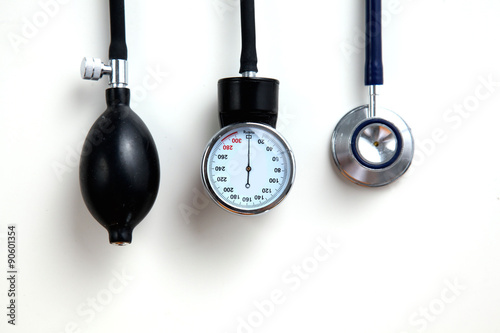 Fotomural Blood pressure meter medical equipment isolated on white