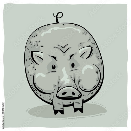 Fat round big pig vector illustration cartoon - Buy this stock vector